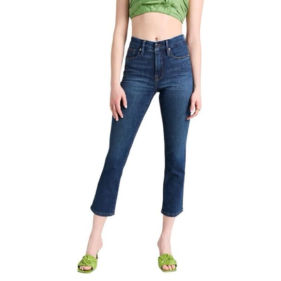 Good American Good Straight Jeans Blue358 High Rise Cropped Stretch 14/32 - Picture 6 of 8